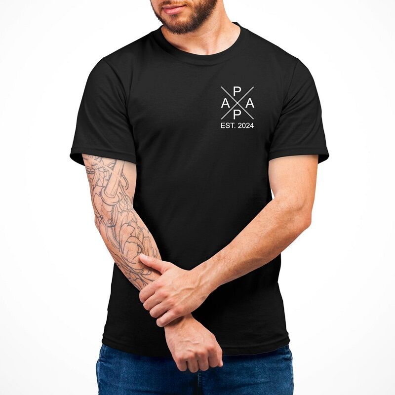T-shirt personalizzata Papà con messaggi personalizzati Design lineare chic