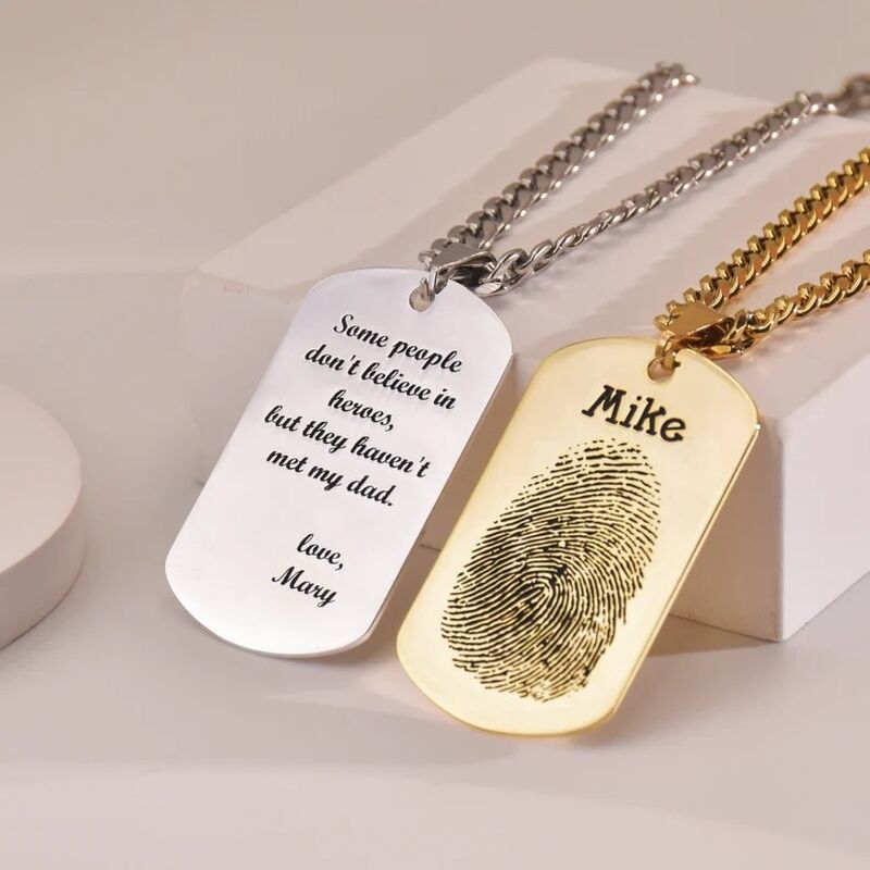 Personalized Dog Tag Necklace Customized Photo Fingerprint Photo Memorial Gift