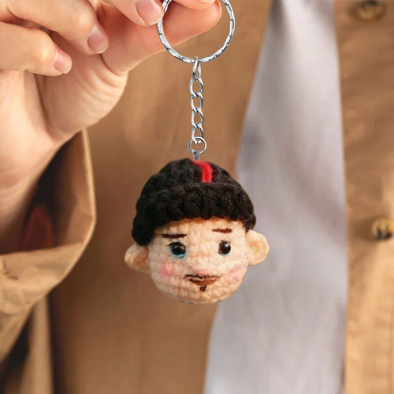 写真から作る 顔写真 頭 キーホルダー 編みぐるみ 手編 ハンドメイド