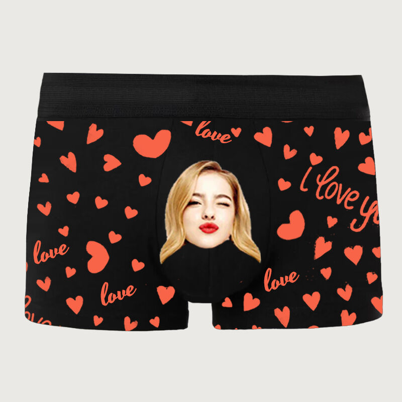 Personalisierte Bild Herren Unterwäsche Boxershorts mit Herz-Muster Besonderes Geschenk zum Valentinstag