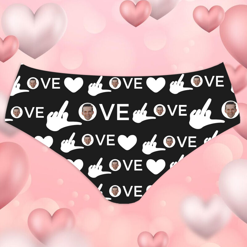 Personalized Picture Women's Underwear "Love" Words Design Sweet Valentine's Day Gift