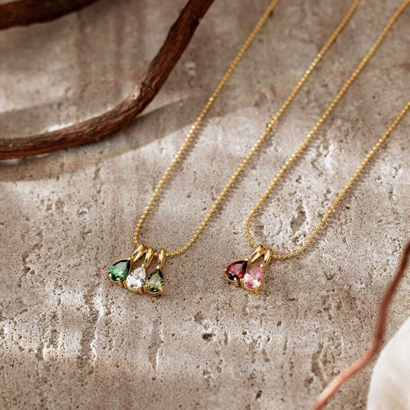 Collier personnalisé avec pierre de naissance en forme de goutte pour amis, couple, famille, cadeau d'anniversaire pour elle