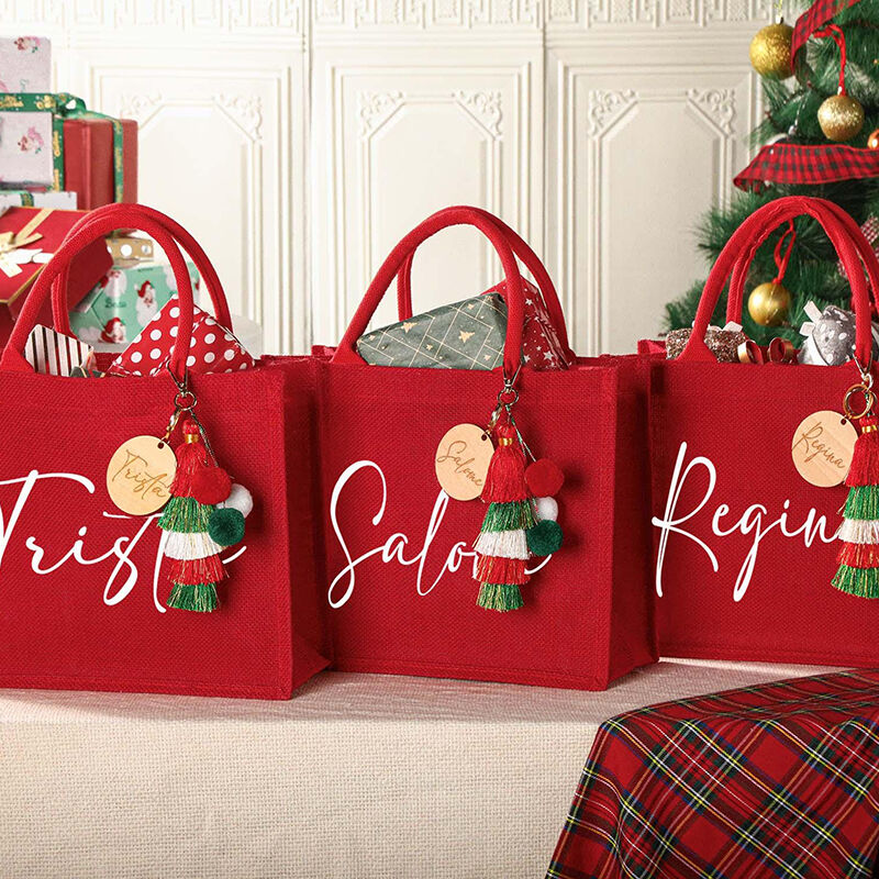 Bolsa de regalo de Navidad personalizada con nombre personalizado, regalo cálido para la familia