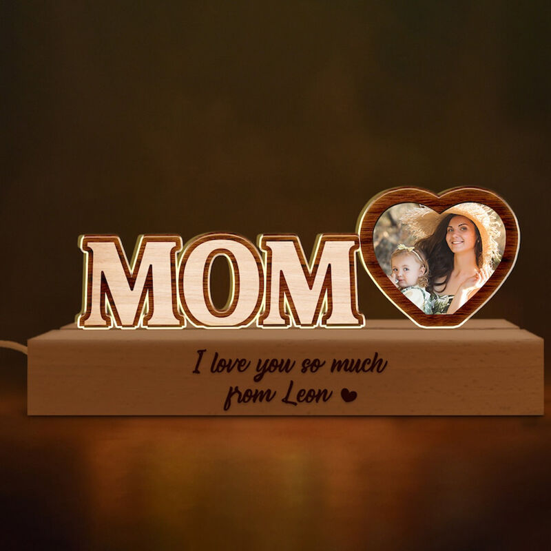 Personalized Picture Night Light with Custom Text Interesting Gift for Mother
