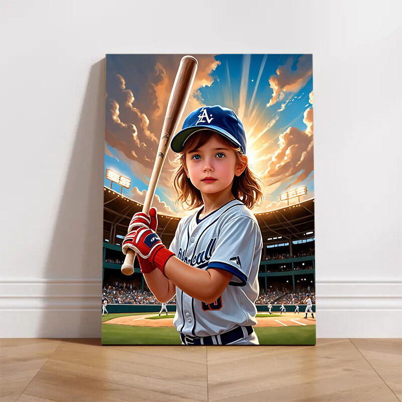 Personalized Baseball Player Portraits with Custom Face Swap Funny Present for Kids