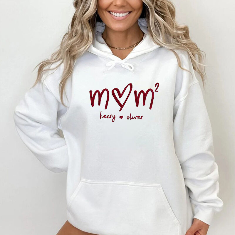Personalized Hoodie Embroidered Custom Mom with Children Name Design Creative Mother's Day Gift