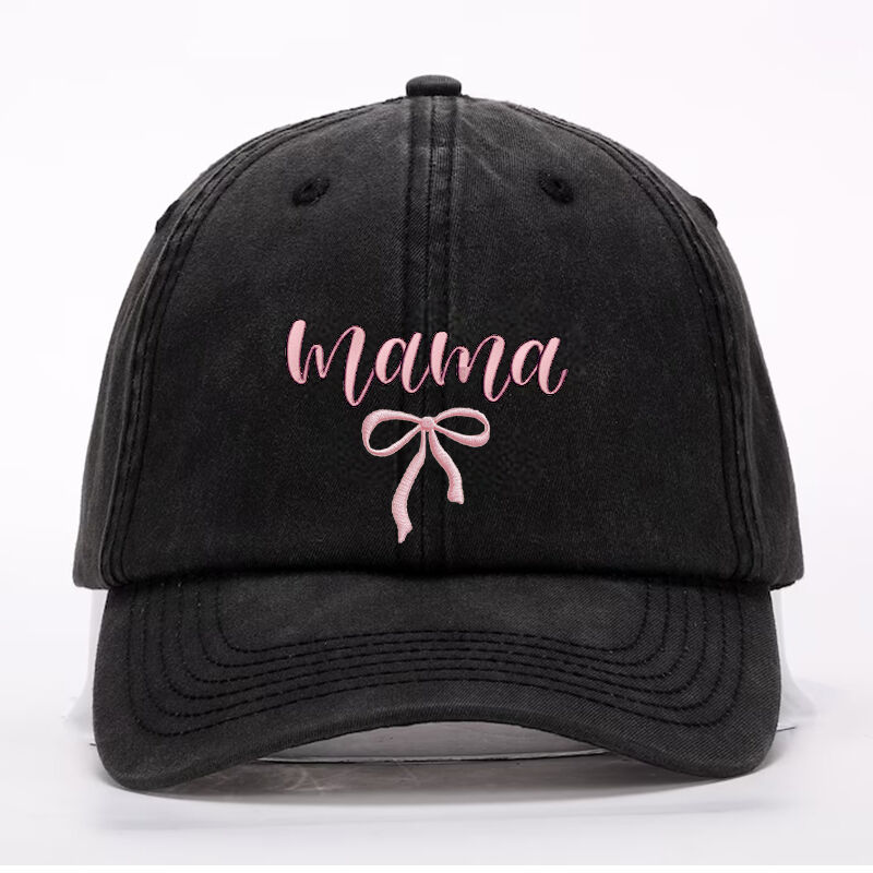 Personalized Hat Embroidered Custom Nickname with Bow Design Exquisite Gift for Her Mom