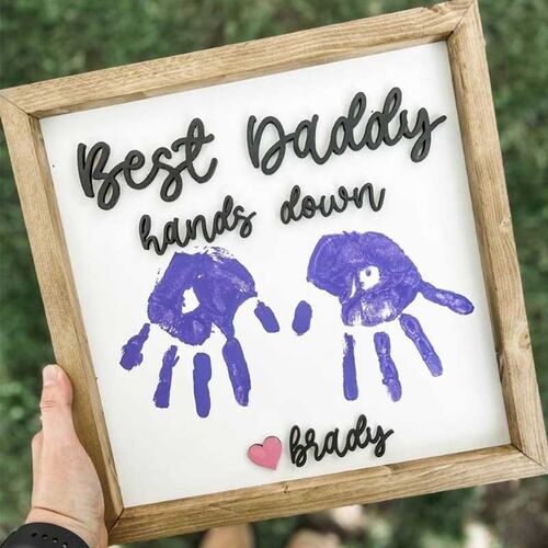 Best Daddy Hands Down Kids Handprint Frame