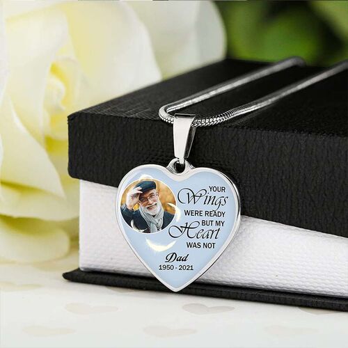 "Your Wings Are Ready But My Heart Was Not" Custom Photo Necklace Style A