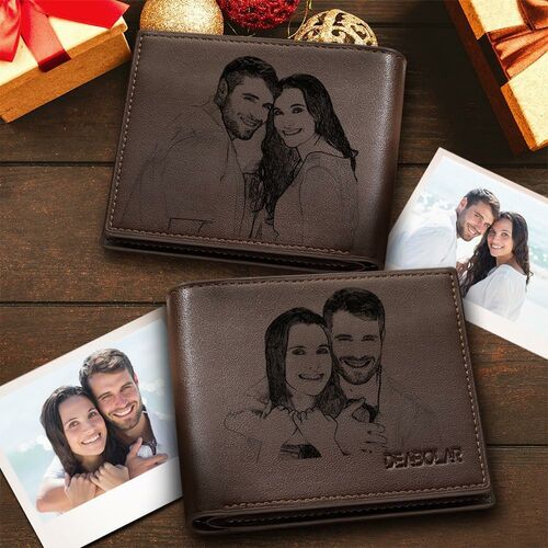 Personalisierte doppelseitige Foto-Wallet-Geschenk für Ihn-Paar Lächeln