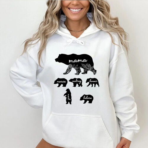 Personalized Hoodie Mama Bear and Her Babies with Custom Name for Super Mom