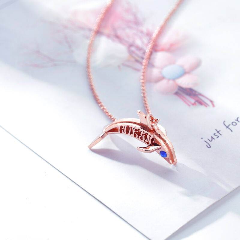 Dolphin Personalized Necklace with Birthstone