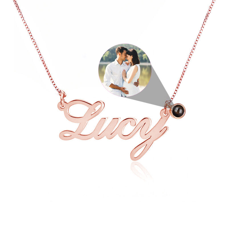 Custom Signature Style Name And Picture Projection Necklace Great Gift