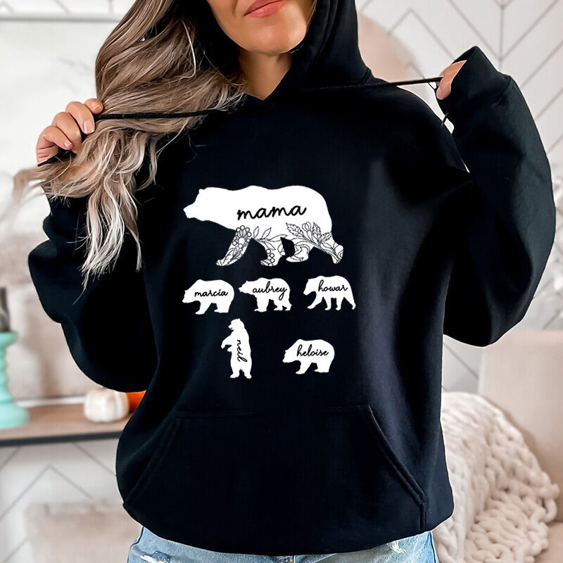 Personalized Hoodie Mama Bear and Her Babies with Custom Name for Super Mom