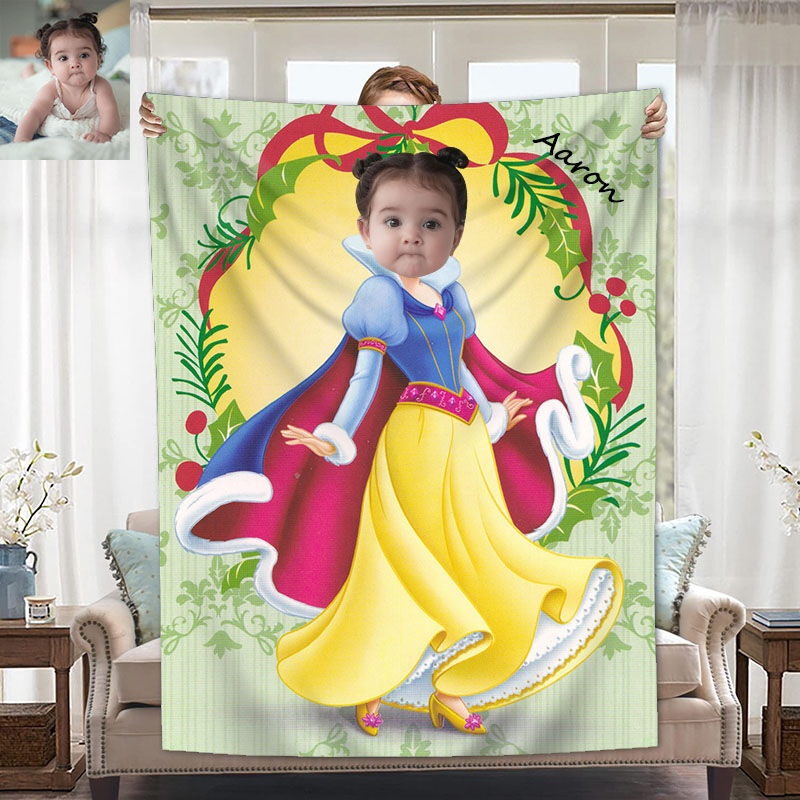 Personalized Photo Blanket With Girl In Beautiful Yellow Dress Warm Winter Gift