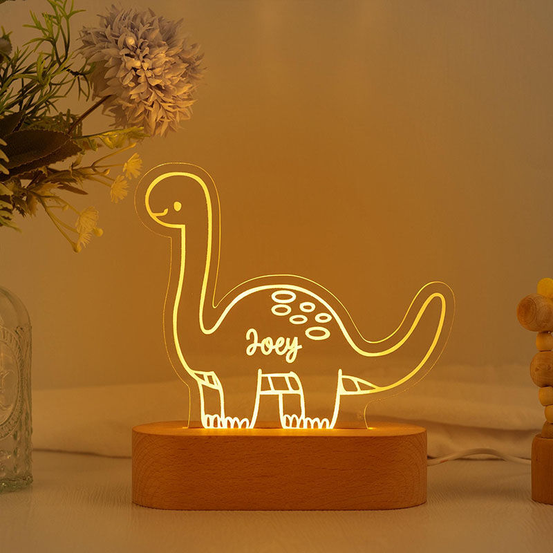 Personalized Name Night Light with Dinosaur Pattern Cute Gift for Kids