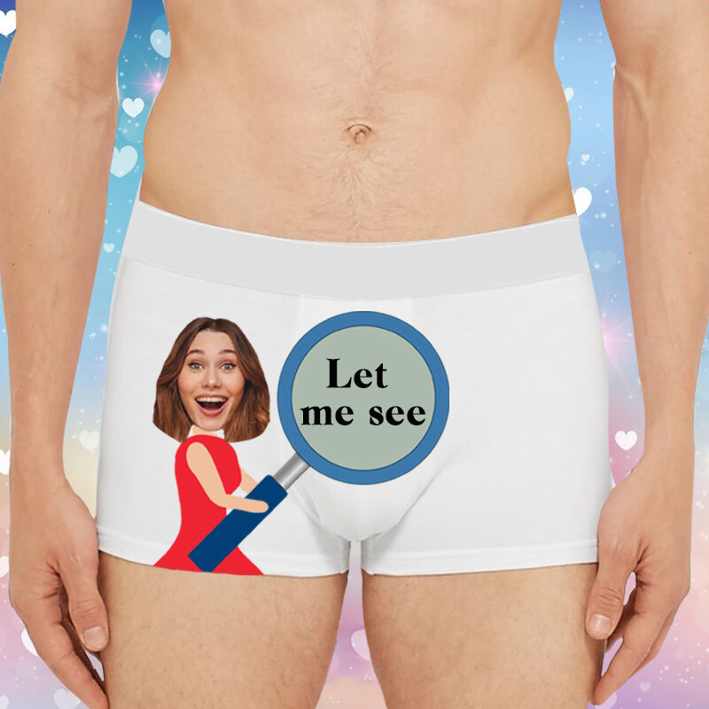 Personalisierte Foto Herrenunterwäsche Boxershorts Kreatives Geschenk für Ehemann "Lass mich sehen"