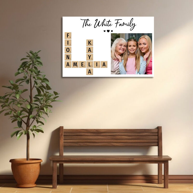 Personalized Picture Canvas Wall Art with Custom Crossword Best Gift for Your Love
