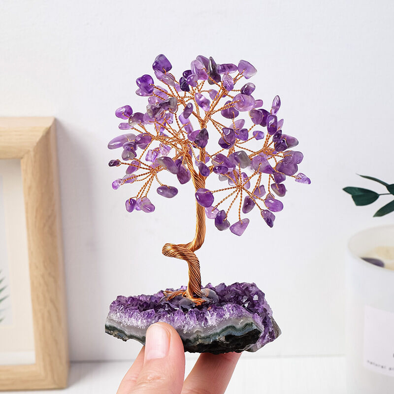 Amethyst Baum Buntes Geld Baum Reiki Healing Handmade Crystal Flower Tree für Mama