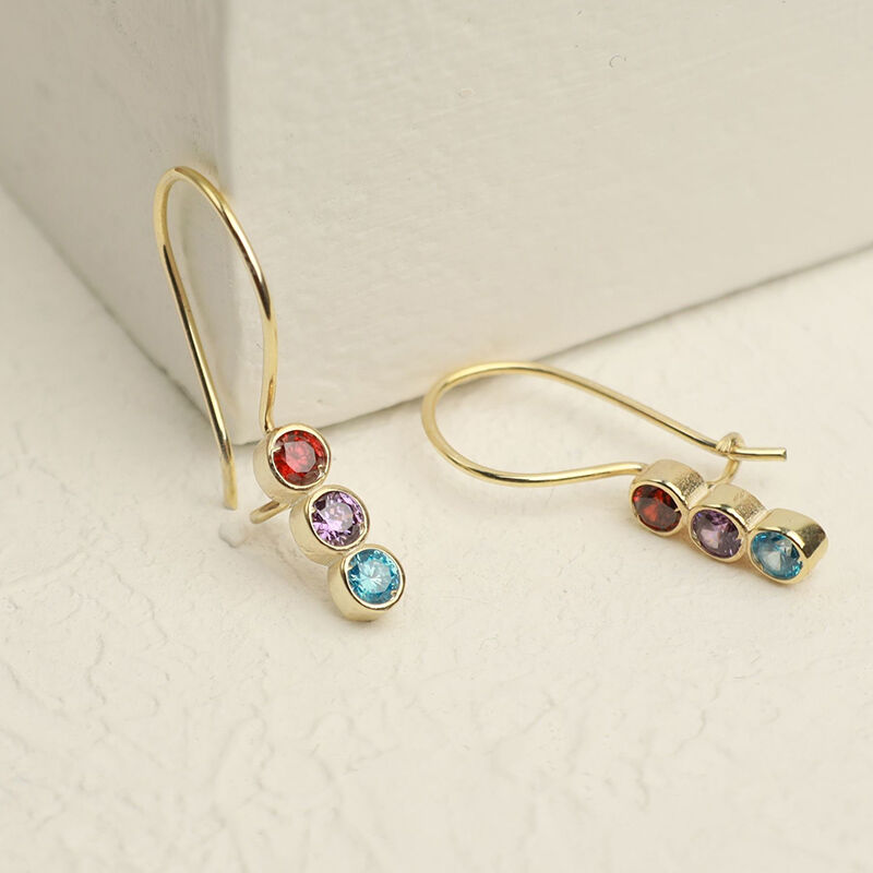 Personalized Round Birthstone Earrings Exquisite Gift for Mother's Day