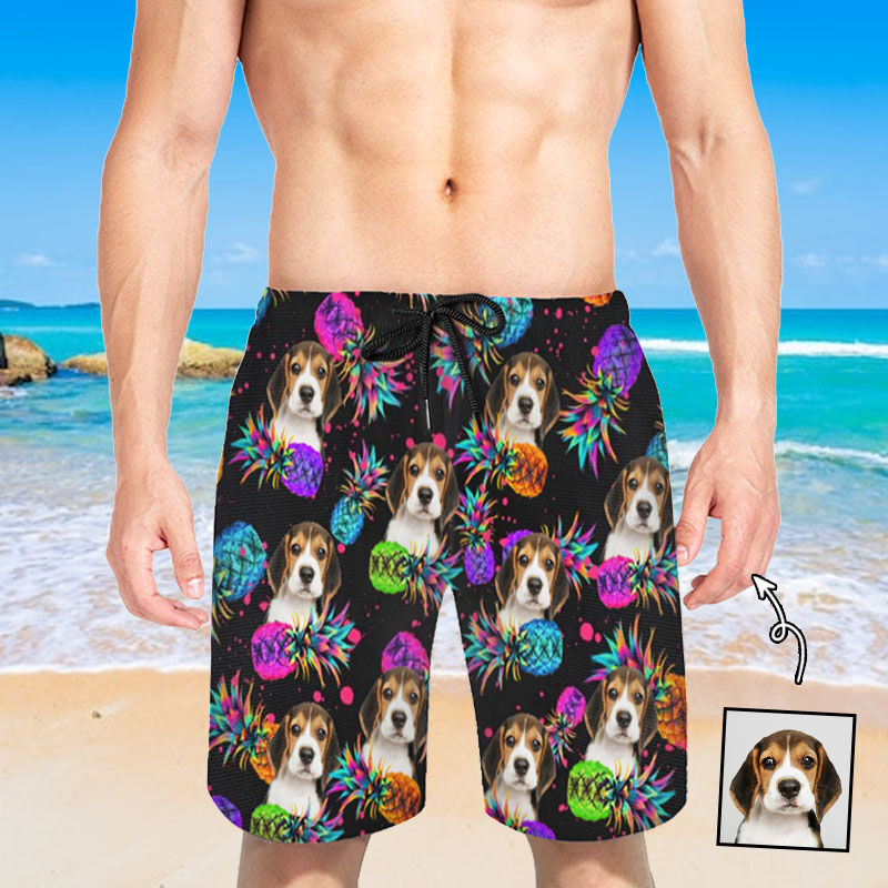 Pantaloncini da spiaggia da uomo personalizzati con foto e motivo ananas colorato Regalo fantastico per lui