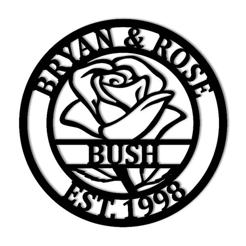 Plaque nominative en bois avec fleur de rose personnalisée