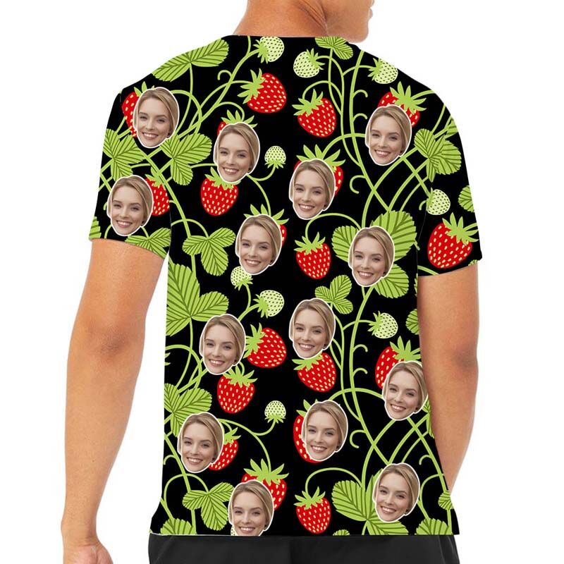 Custom Face Hawaiian T-Shirt With Strawberry