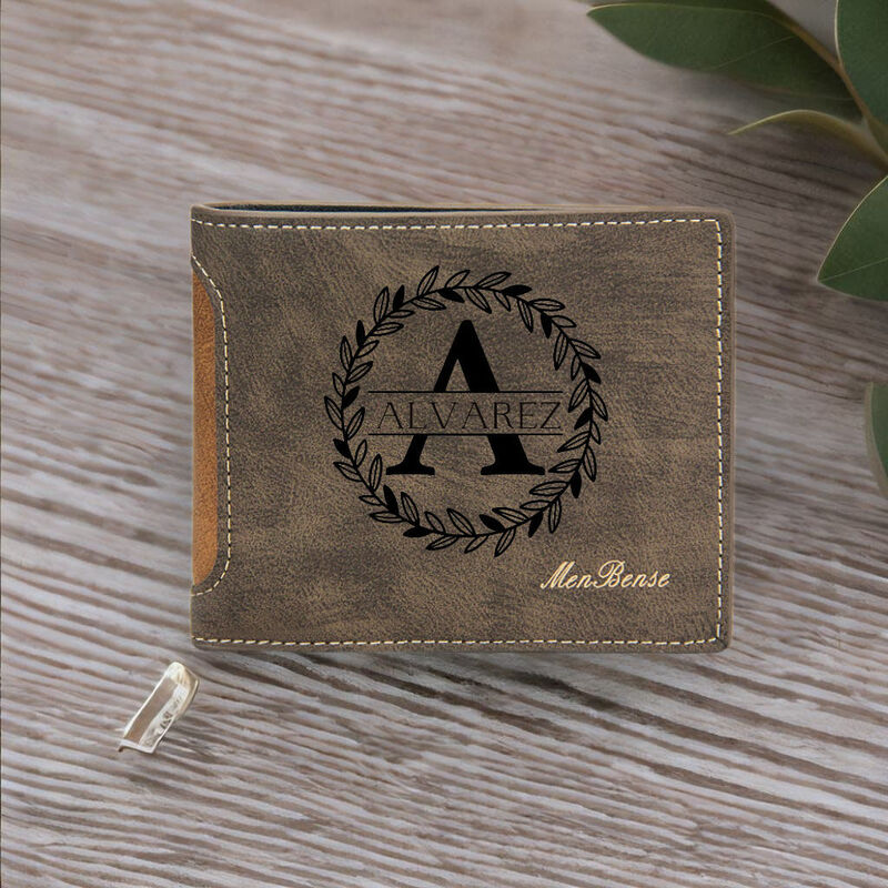 Personalized Simple Men's Wallet Custom Name and Initial Warm Father's Day Gift