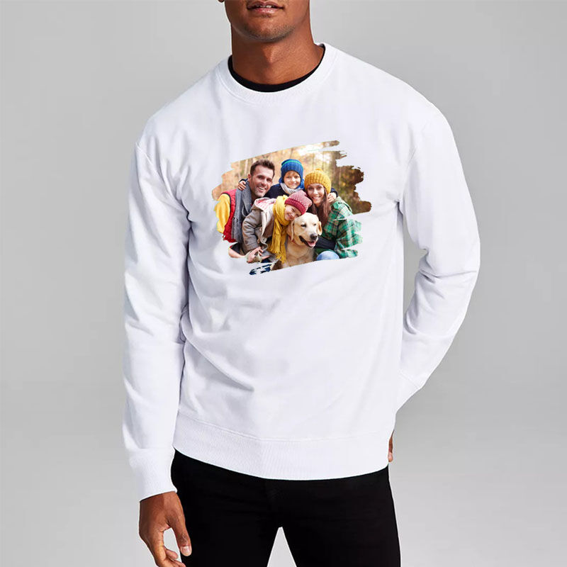 Personalized Sweatshirt Custom Picture with Irregular Contour Artistic Design for Dad