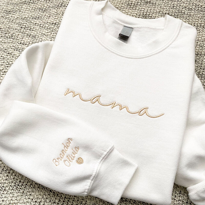 Personalized Sweatshirt Custom Embroidered Names with Optional Nickname Stylish Gift for Dear Mom