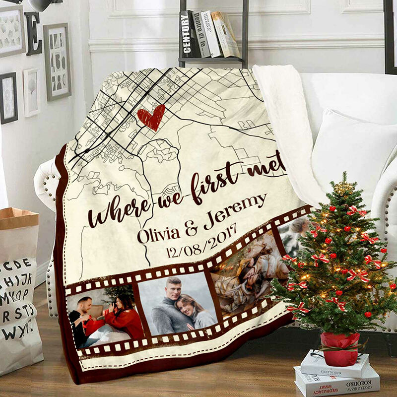 Personalized Picture Blanket with Custom Text Warm Gift for Valentine's Day