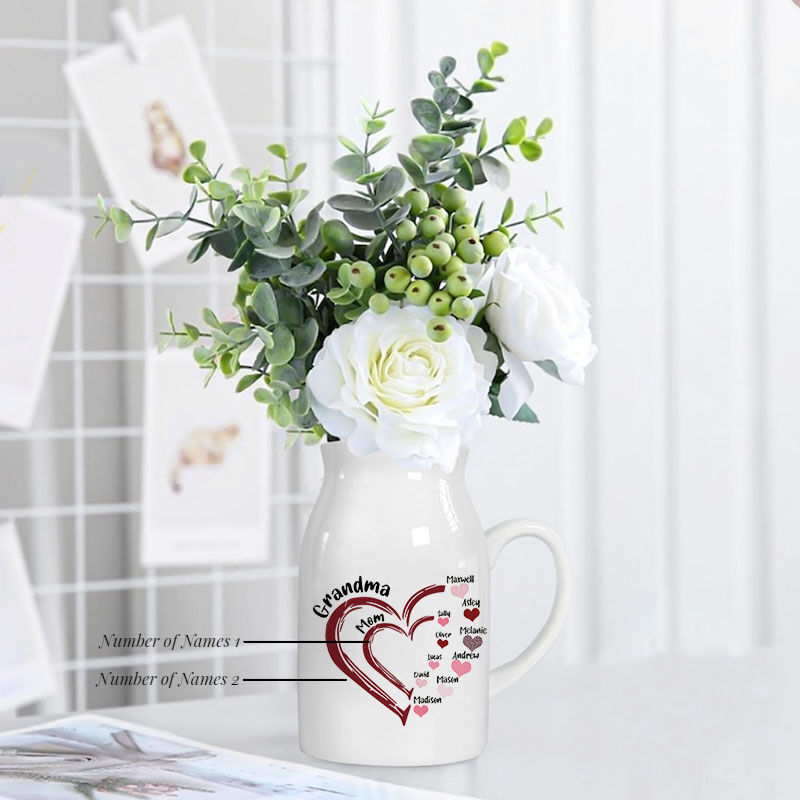 Vase à fleurs personnalisé avec un joli coeur Cadeau précieux pour la fête des mères