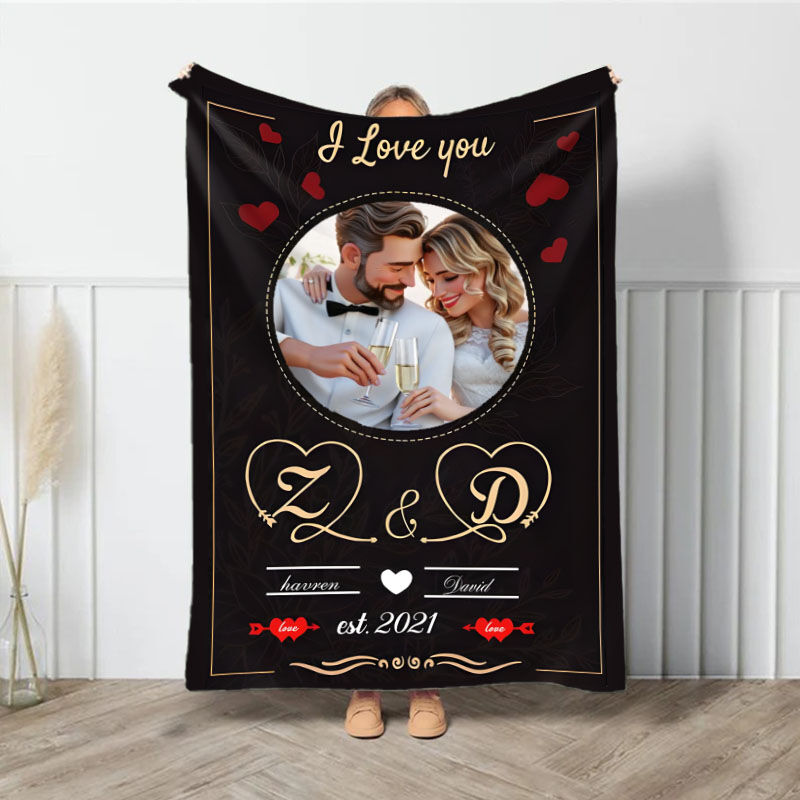 Personalized Cartoon Picture Blanket Warm Gift for Sweet Couples