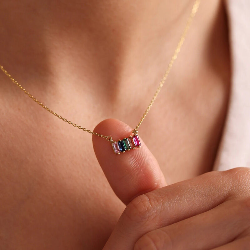 Personalized Birthstone Group Necklace Gift For Grandma