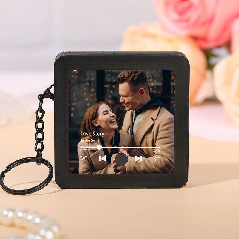 Porte-clés photo personnalisé Boîte à musique Cadeau créatif pour votre amour