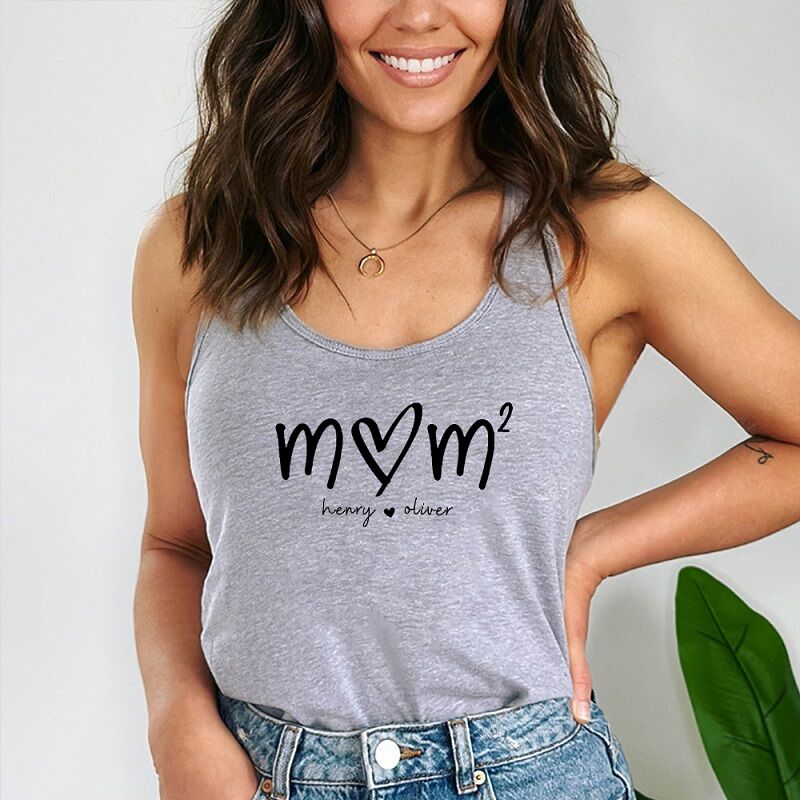Personalized Tank Top Custom Mom with Kids Names Design Exquisite Mother's Day Gift