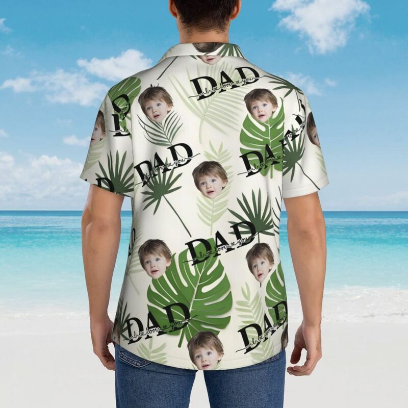 Personalized Hawaiian Shirts Custom Made with Kid Photo Casual Tops Holiday Gifts for Dad