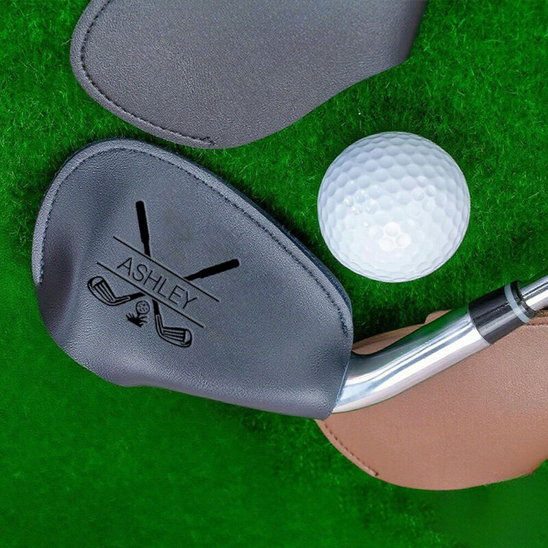 Housses personnalisées pour fers de golf avec nom gravé Housse imperméable en cuir PU pour clubs de golf pour golfeurs