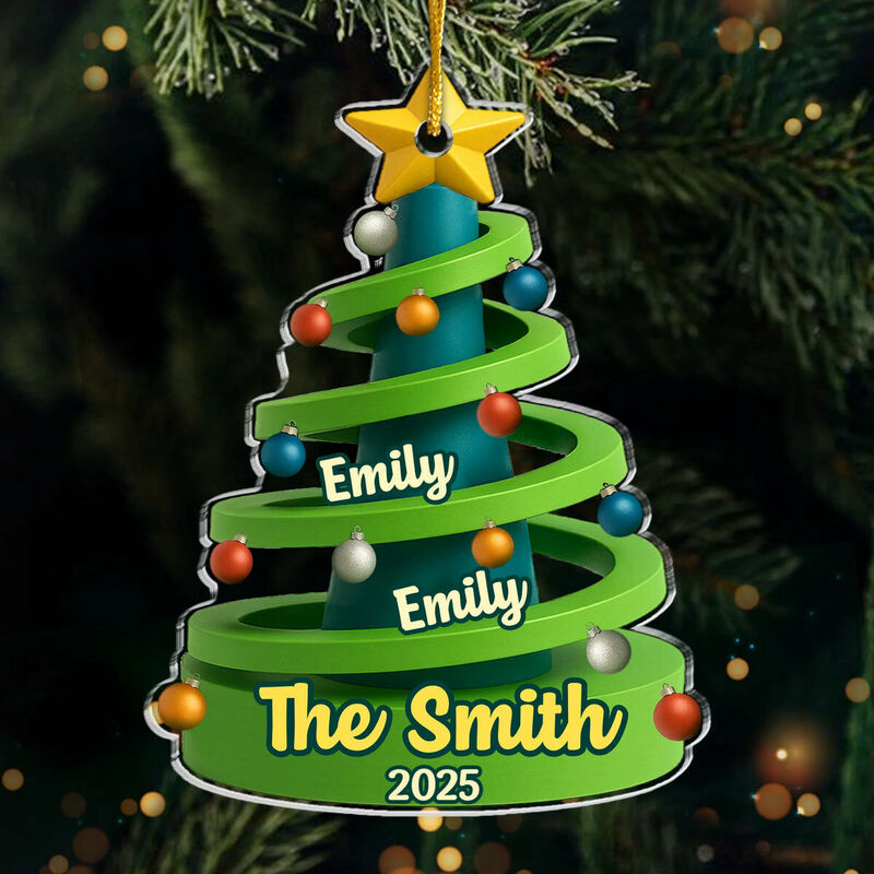 Personalized Christmas Tree Shape Customized Family Name Christmas Gift for Parents