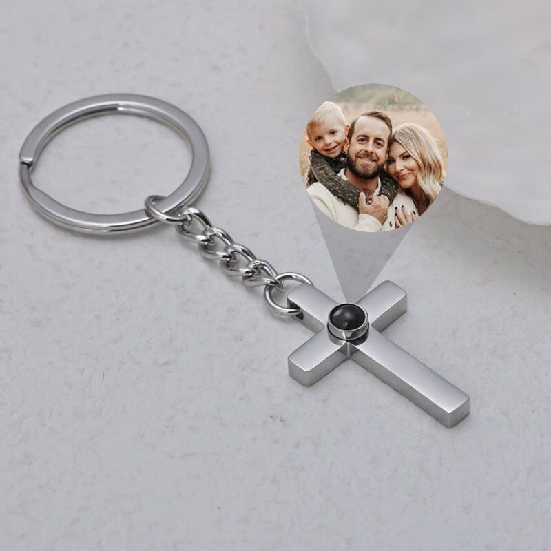 Personalized Photo Projection Keychain-Concise Cross