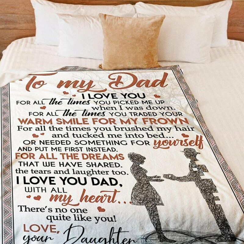 "I Love You" Personalized Love Letter Blanket Gift to Dad from Daughter