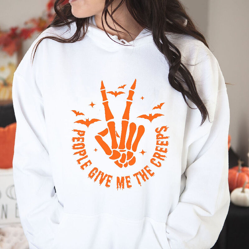 Simple Style Hoodie with Slender Hand Bone Pattern Best Present for Women