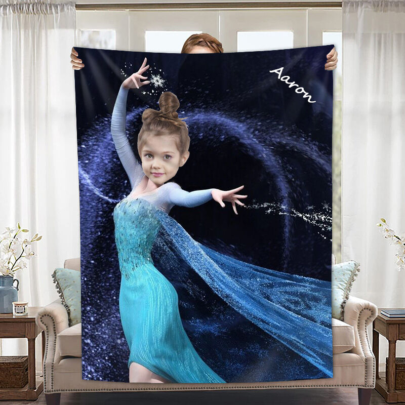 Personalized Photo Blanket With Magic Girl Cool Christmas Gift For Kids