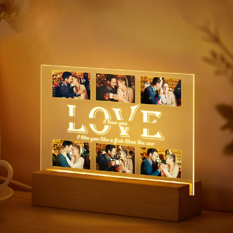 Personalized Engraving And Photo Lamp Interesting And Creative Gift for Couples