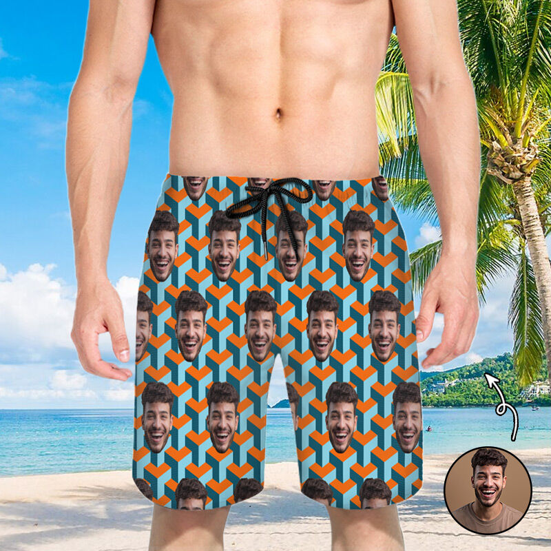 Personalized Picture Men's Beach Shorts Unique Gift for Dear Family