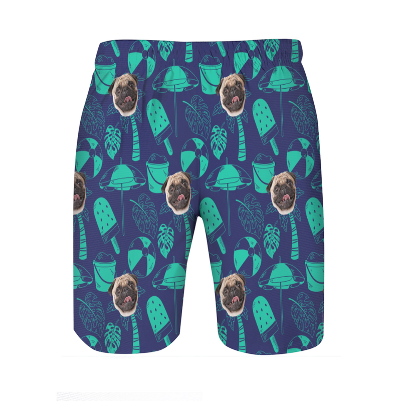 Personalized Picture Men's Beach Shorts Ice Creams Pattern Interesting Gift for Brother