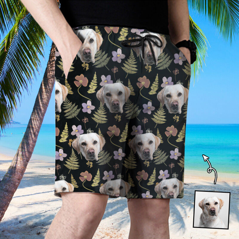 Personalized Picture Men's Beach Shorts Simple Design Gift for Family