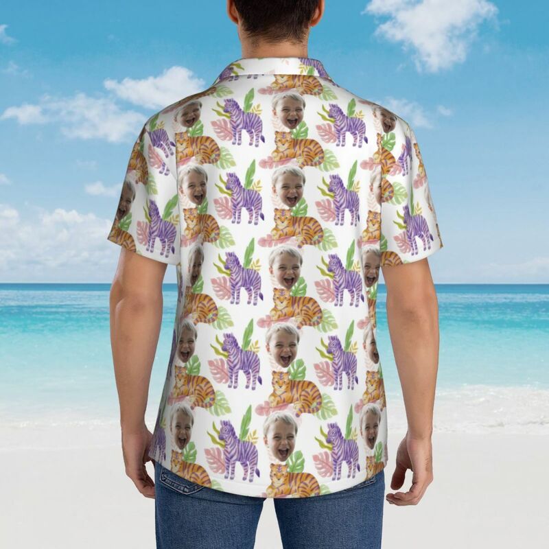 Camisa Hawaiana Personalizada con Cara Impresa Estilo Tropical