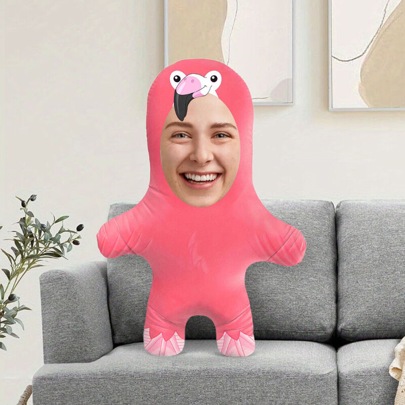 Personalized Pillow with Photo Flamingo Face Pillow Cute Photo Cushion for Him