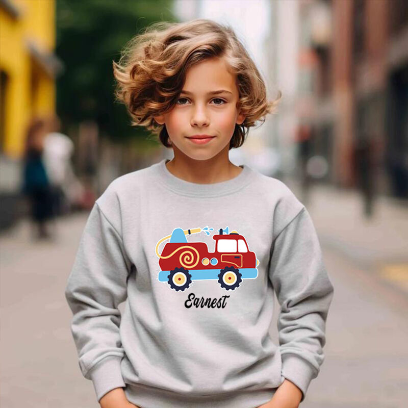 Personalized Children Sweatshirt Custom Name Band Car Pattern Gift For Boys